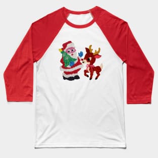 Santa & Rudolph Vintage Melted Plastic Baseball T-Shirt